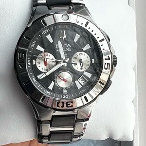 Bulova Marine Star Divers Chronograph Black Dial Two-tone Mens Quartz Watch